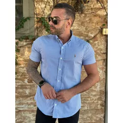 Camisa Manga Curta PRL Xadrez Azul - 30388 - REI DO ATACADO