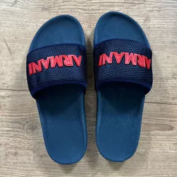 Chinelo Slide Armani Azul⭐ - 3969 - DROPA AQUI