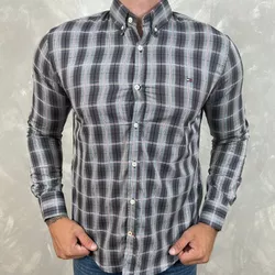 Camisa Manga Longa TH Xadrez Cinza⭐ - 40616 - LOJA VIPIX