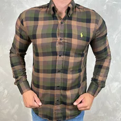 Camisa Manga Longa PRL Xadrez Marrom⭐ - 40674 - DROPA AQUI