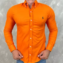 Camisa Manga Longa PRL Laranja - 40715 - REI DO ATACADO