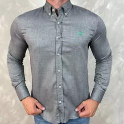 Camisa Manga Longa PRL Cinza - 40735 - REI DO ATACADO