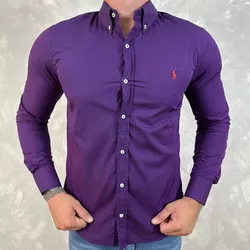 Camisa Manga Longa PRL Xadrez Roxo⭐ - 40784 - DROPA AQUI