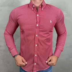 Camisa Manga Longa PRL Xadrez Vermelho⭐ - 40839 - DROPA AQUI
