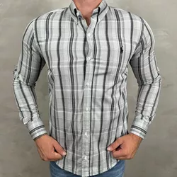 Camisa Manga longa PRL Xadrez Cinza⭐ - 40844 - DROPA AQUI
