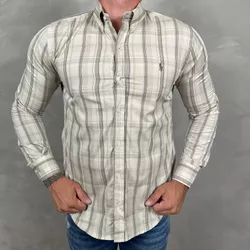 Camisa Manga Longa PRL Xadrez Cinza⭐ - 40869 - DROPA AQUI