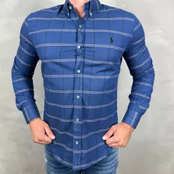 Camisa Manga Longa PRL Xadrez Azul ⭐ - 40876 - DROPA AQUI