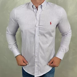 Camisa Manga Longa PRL Micro Xadrez Lilás⭐ - 40998... - DROPA AQUI