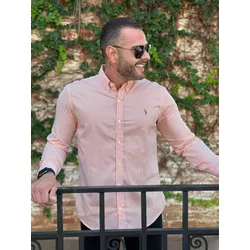 Camisa Manga Longa Xadrez PRL Laranja - 41134 - DROPA AQUI