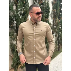 Camisa Manga Longa Armani Caqui - 43059 - DROPA AQUI