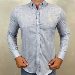 Camisa Manga Longa Linho PRL Azul ⭐ - 40426 - DROPA AQUI