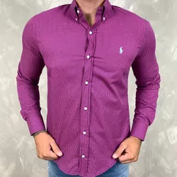 Camisa Manga Longa PRL Xadrez Fúcsia⭐ - 40547 - DROPA AQUI