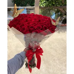 Buquê 50 Rosas Colombianas - CAFECOMPAO I Cestas de Café da Manhâ Curitiba