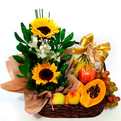 Alegria com Flores e Frutas - CAFECOMPAO I Cestas de Café da Manhâ Curitiba