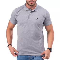 Camisa Masculina Polo Básica - Cinza - CAPITÃO PIRATA