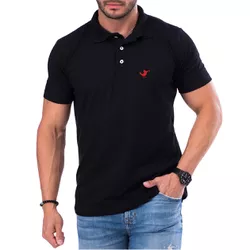 Camisa Masculina Polo Básica - Preta - CAPITÃO PIRATA