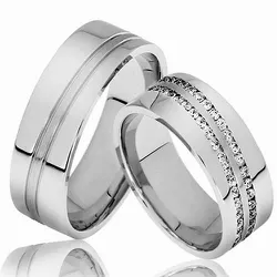 Aliancas de Compromisso Cravejada 8mm Prata 950 - ... - Casa das Alianças de Prata