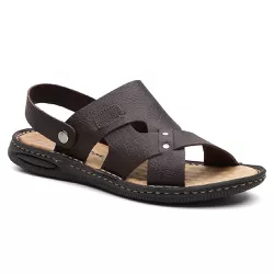 Sandália Masculina Conforto Toledo em Couro Cafe -... - Centuria Calçados