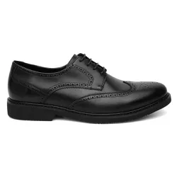 Sapato Brogue Tamanho Especial em Couro Preto - 30... - Centuria Calçados