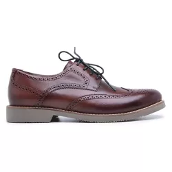 Sapato Casual Brogue em Couro Vinho - 3095 Vinho - Centuria Calçados