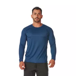 Camiseta Manga Longa Básica Masculina Azul Marinho... - CHIELLA