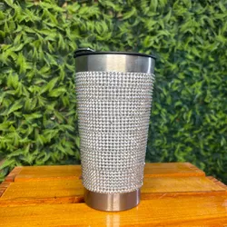 COPO TERMICO STAR TODO CRAVEJADO EM STRASS - PRATA... - CLUB 21 COUNTRY