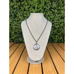 Colar Corrente Feminino Cor Prata Detalhe Esmaltad... - CLUB 21 COUNTRY