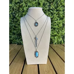 Conjunto Colar Corrente Feminino Cor Prata Detalhe... - CLUB 21 COUNTRY