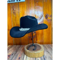 Chapéu Feminino Aba 10 Rainha do Rodeio Preto com ... - CLUB 21 COUNTRY