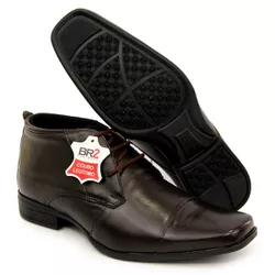 Sapato Bota Social Masculina Couro Café Confort BR... - COMPRESHOES
