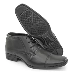 Sapato Bota Social Masculina Couro Preta Confort B... - COMPRESHOES