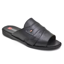 Sandália Masculina Couro Preto Extra Conforto Granado 408