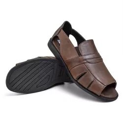 Sandália Masculina Couro Café Extra Conforto Granado