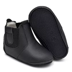 Bota Botinha Bebe Couro Preto Primeiros Passos Con... - COMPRESHOES