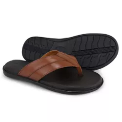 Chinelo Sandália Masculino Couro Marrom Claro Dedo Ortopédica Granado