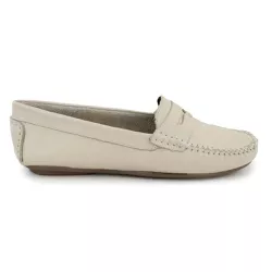 Mocassim Feminino Conforto Couro Branco Drive Maci... - COMPRESHOES