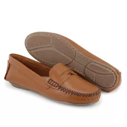 Mocassim Feminino Conforto Couro Marrom Drive Macio Casual Granado