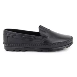 Sapatilha Mocassim Masculina Ortopédico Conforto Couro Preto Granado