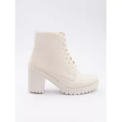 Bota Coturno Feminino Branco Confortável com Salto Logo do Serrado