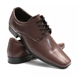 Sapato Social Alongado em couro- Café - COMPRESHOES