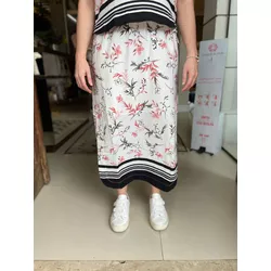 Saia Midi Estampa Jardim Mistico