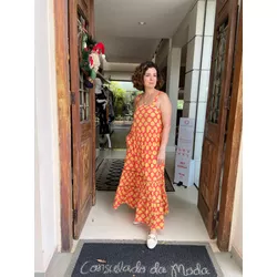 Vestido Evase Mini Conchas Coral