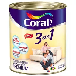3 em 1 Premium Fosco Coral - Branco - Corante Tintas