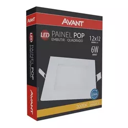 Painel de Led Avant Embutir Quadrado 06W 3000K - Cores Vivas Home Center