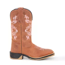 Bota Texana Feminina Premium Floral Rosa Solado Ju... - Country Shop Botas Texanas