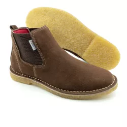 Bota Chelsea Masculina couro chocolate, solado em ... - DALESHOES