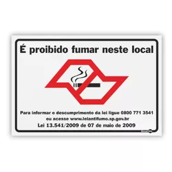 PLACA SINALIZAÇÃO PS616 PROIBIDO FUMAR MAPA/SP (LE... - Data Brasil - EPI's & Treinamentos