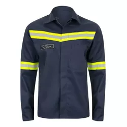 CAMISA NR10 ANTI-CHAMA C/ REFLETIVO AM 1 BOLSO AZU... - Data Brasil - EPI's & Treinamentos