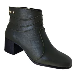Bota em Couro Verde Musgo c/ Salto - VANIA18-VDMSG - DEDMAR CALÇADOS