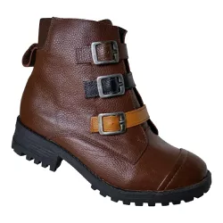 Bota Couro Chocolate - Solado Tratorado - JAQUE01-... - DEDMAR CALÇADOS